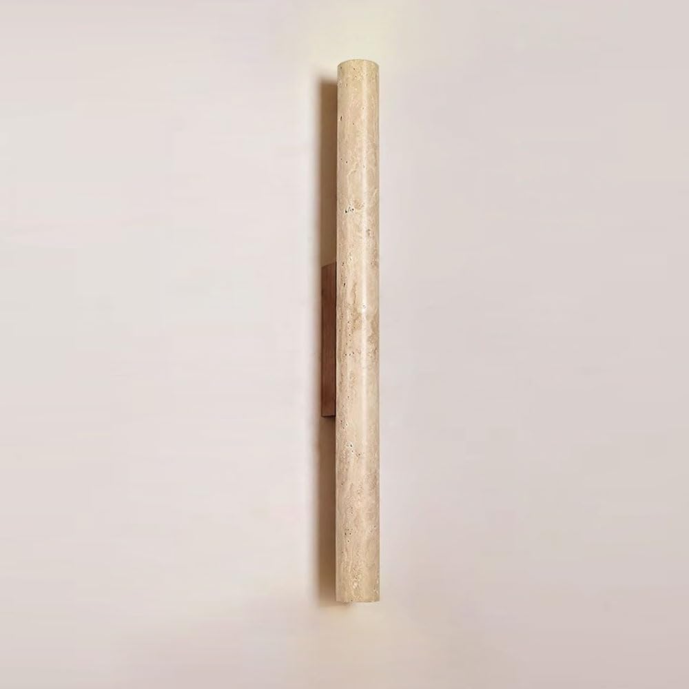 SSBHDM Nordic Industrial Style Wall Light, 23.6 Inch Cylindrical Yellow Travertine Wall Light, Hardwired Indoor Wall Sconce, Living Room Balcony Bedroom Wall Mounted Lighting Fixtures