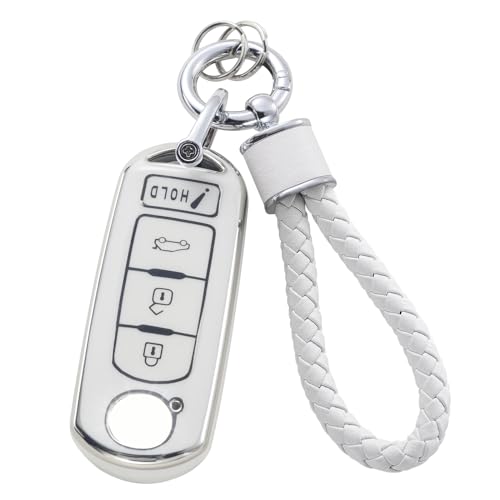YO&YOYE Mazda Key Fob Cover with Keychain, Soft TPU Case Protection Shell Fit for Mazda 3 6 8 Miata MX-5 CX-5 CX-9 Smart Remote