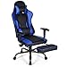 GIANTEX - Chaise de Gaming, Chaise Ergonomique avec 5 roues Fauteuil pivotant avec repose-pieds et coussins, Hauteur réglable, accoudoirs réglable, Poids maximum 150 kg (bleu)