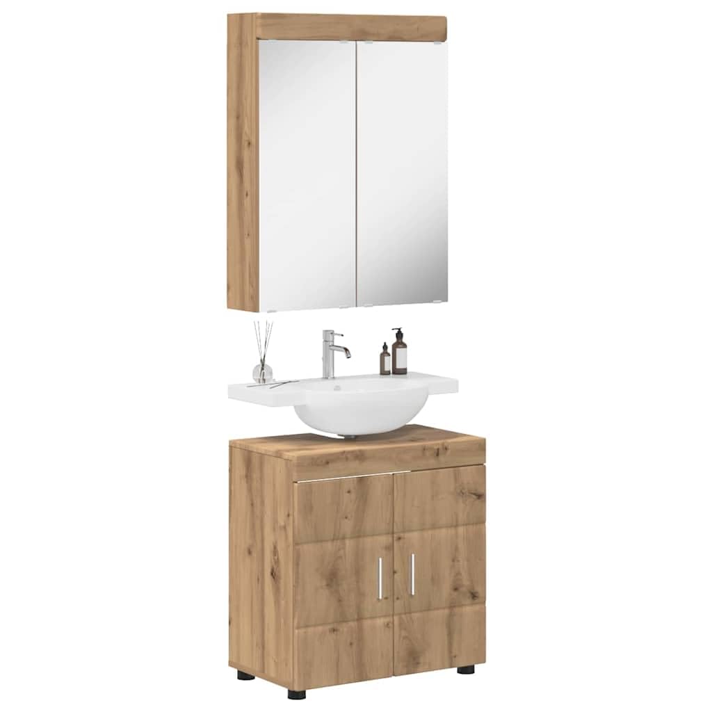 vidaXL Bathroom Furniture Set TULUM Artisan Oak Engineered Wood, Modern Bathroom Cabinet, Durable Storage Solution, Practical Furniture, Compact Design, Ample, Stylish Organizer, Space Saver
