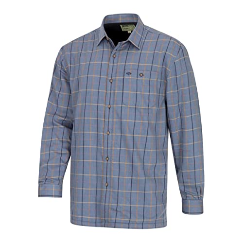 Hoggs of Fife Blackthorn Micro-Fleece Lined Shirt - Sky Blue Check Large Blue