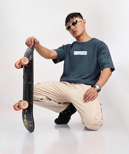 Image of SHODOX Bio-Washed Anti Bacterial 100% Pure Cotton Men's Oversized Aesthetic Premium Printed T-Shirt | Cozy Soft, Less Wrinkles Loose Fit, Drop Shoulder, Korean Baggy Style Tees for Mens