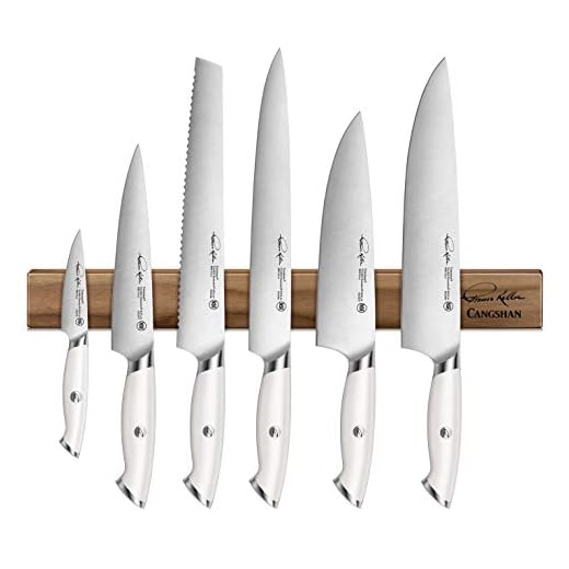 Cangshan Thomas Keller Signature Collection Swedish Powder Steel Forged, 7-Piece Magnetic Knife Set, White
