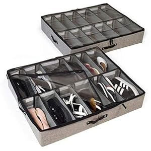 storageLAB Jokoo Unterbett Schuh-Organizer, 2er-Set, Grau