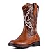 RLW Men's Western Cowboy Boots, Square Toe Work Boots with Comfortable Synthetic Leather for Riding Farming