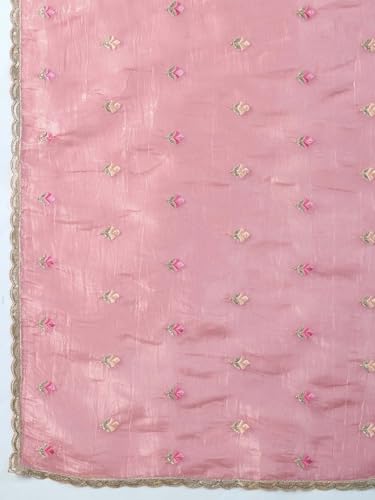 Image of AKHILAM Women's Organza Embroidered Sequins Work Saree With Unstitched Blouse Piece (RANI2501 RN Parent)