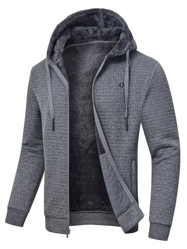 Image of yuyangdpb Men's Zip Up Hoodie Heavyweight Fleece Sherpa Lined Sweatshirt Jackets Winter Warm Coats