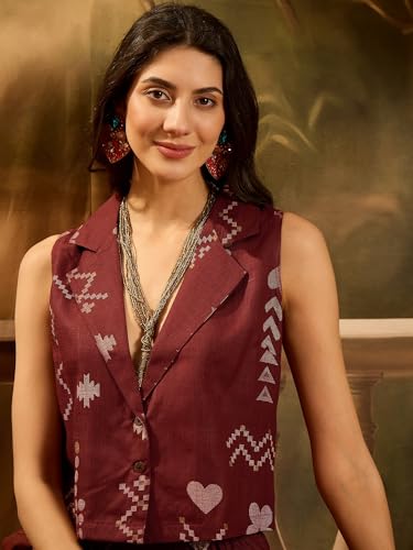 Image of Stylum Women's Geomatric Printed Rayon Slub Short Kurti Pant Set