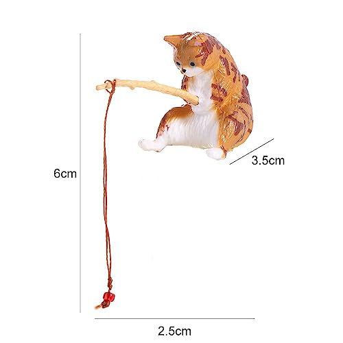 Image of Leadigol Cat Fishing Figurine Mini Cute Cat Statue Decor Mini Cat Fishing Fish Tank Ornaments Aquarium Miniature Figurines Animal Statues Ornaments for Home Decoration