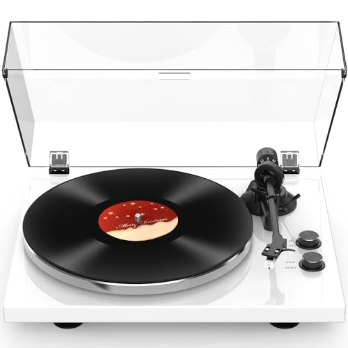 SeeYing Plattenspieler mit Riemenantrieb Bluetooth Vinyl-Schallplattenspieler 33 oder 45 U/min mit Phono Vorverstärker Magnetkartusche und Gegengewicht Drahtlose Ausgangskonnektivität