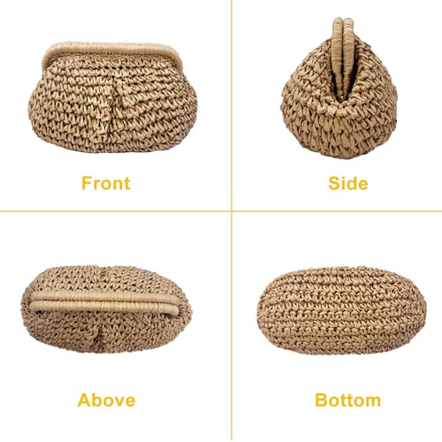 Image of Beurlike Straw Clutch Purses for Women Crossbody Vacation handbags Woven Boho Pouch bags summer Beach Evening Bags