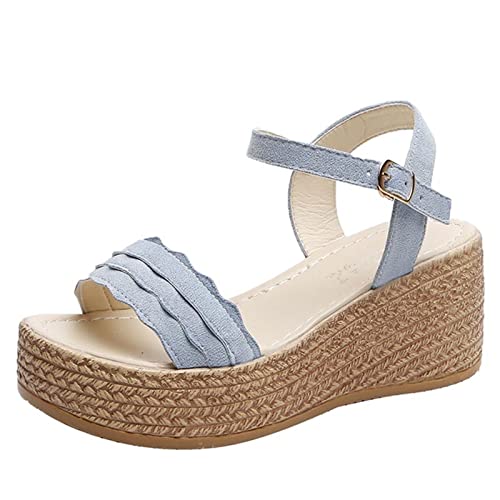 Sandales femmes plate-forme à talons compensés plissés taille 37