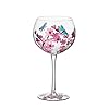 G hand painted wine glass pink flower dragonflies artisan painted 20oz personalized gift idea  urban country home decor