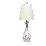 LT3336-MOP Coastal Sands Beachy Seashell Mosaic Tile Look Table Lamp with Fabric Shade