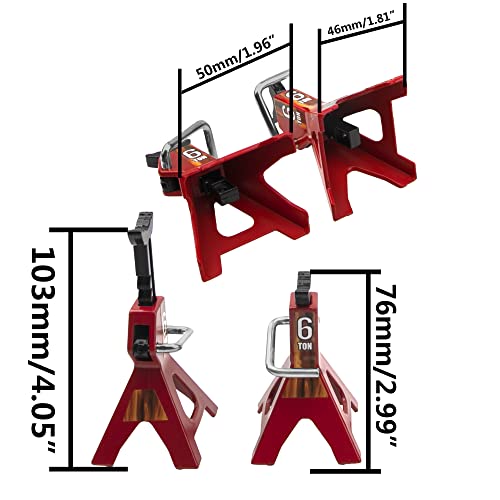 4Pcs Vgoohobby 1/10 RC Scale Toy Decoration Metal RC Jack Toy Stands Simulation Compatible with Traxxas TRX4 Axial SCX10 RC4WD Tamiya CC01 D90 HPI HSP 1/10 RC Climbing Crawler Car (Red)