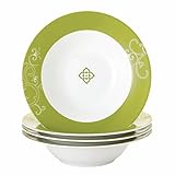 Rachael Ray Dinnerware Curly-Q 4-Piece Porcelain Pasta Bowl Set, Orange