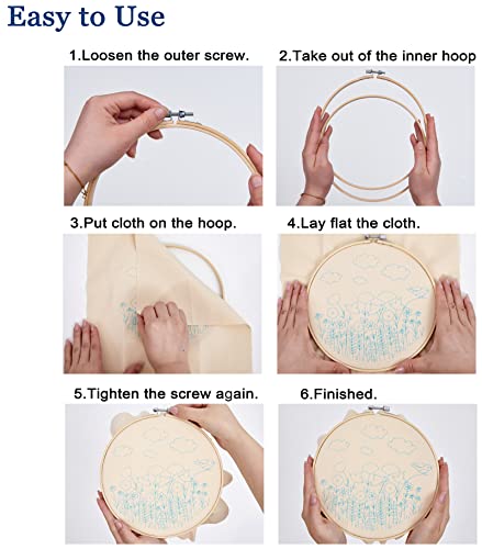 Armindou 3 Sets Embroidery Starter Kits With Flowers Pattern For Adults Beginners, Floral Stamped Cross Stitch Kit, Hand Diy Needlepoint Kit, 3 Embroidery Hoops, 3 Embroidery Fabric, Needles, Threads #TOP6