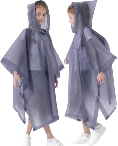 Image of Rain Poncho for Kids(2 Pack) Waterproof Reusable EVA Raincoat One Size Rain Jackets for Children,Boys and Girls
