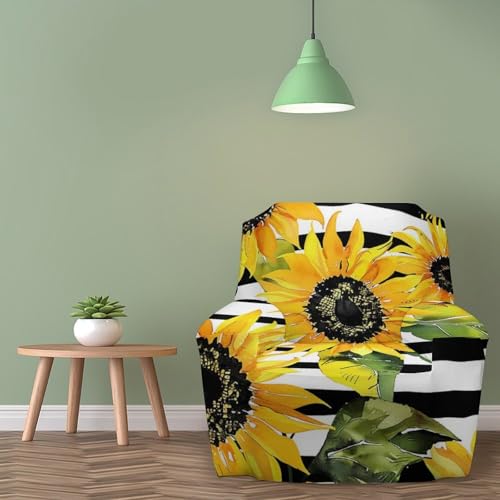 Housse de fauteuil simple à rayures antidérapante élastique fleurs - 6
