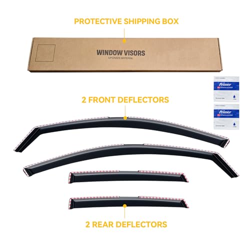 Image of in-Channel Rain Guards for Volkswagen (VW) Jetta 2019-2026, Window Visor Shields Vent Deflector Shade Wind Dark Smoke 2020 2021 2022 2023 2024 2025 19 20 21 22 23 24 25 26, Tape-On Inside-Mount, 4PCS