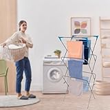 1ABOVE Premium Quality, Alloy Steel 3 Tier Clothes Airer Dryer Laundry Drying Washing Line Horse Indoor Outdoor Towel Rack-15m Drying Space- Non-Slip Feet and Corner spaces for Hangers - Image 7