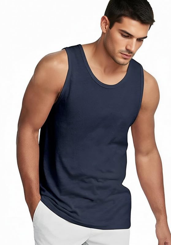 klatch Men?s Cotton Sleeveless Vest | 180 GSM Bio Washed Gym Tank Top | Regular Fit Solid Round Neck for Workout, Innerwear-picture-25