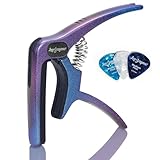 Leo Jaymz 高耐久ギターカポ アコースティック/エレキギター用、亜鉛合金メタル製ギタークリップ、ベースクラシックギター、ウクレレ、マンドリン、バンジョー用ギタークランプ (カメレオン)