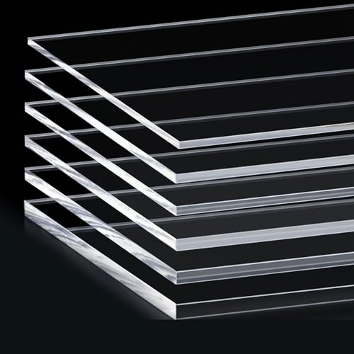 XJJDCB 12 mm Placa Acrílica Transparente PMMA Lámina Plástica Ultra Resistente Estructural Alta Carga para Industria Muebles Protección Máquinas Corte Láser CNC,15x30cm