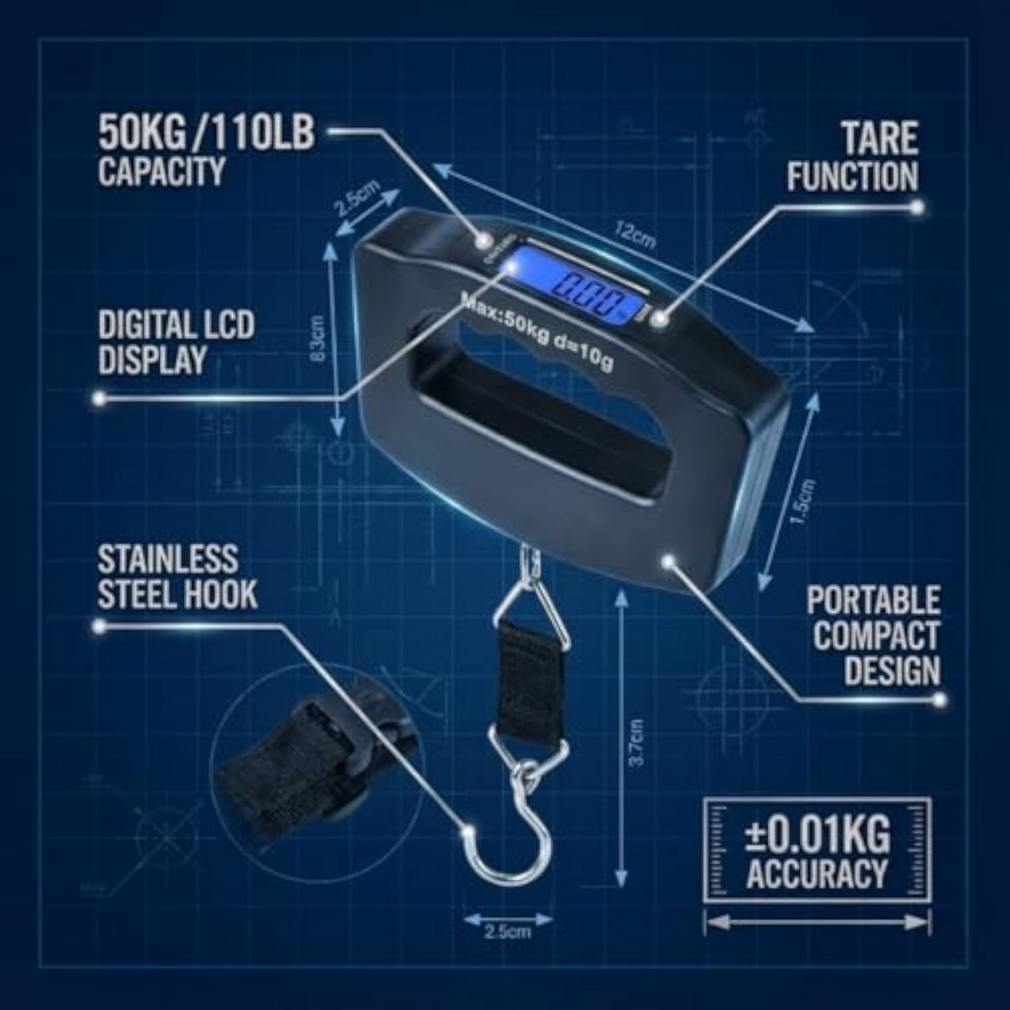 Digital Weighing Scale, 50 kg Capacity, Portable