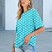 Womens Oversized Shirts Fashion Polkadot Print Boho Style 1/2 Sleeves Crewneck Loose Comfy T-Shirts Blouse Tops Blue XX-Large