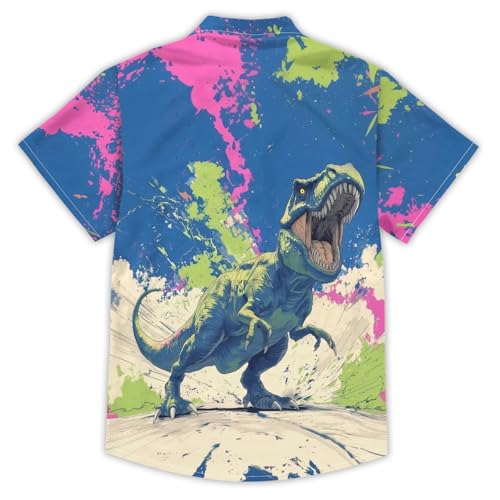 Image of Kids Tie-dye Hawaiian Shirt 80s Button Down Retro Short Sleeve Casual Beach Tropical Funny Party Outfits for Boys