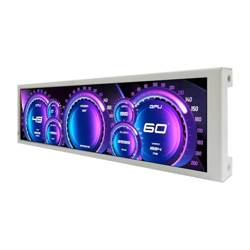 Image of VSDISPLAY 9.1'' 1920x462 IPS Small Mini LCD Monitor PC Case Screen,White | As Secondary Display, Monitoring Computer Temperature CPU GPU RAM Data