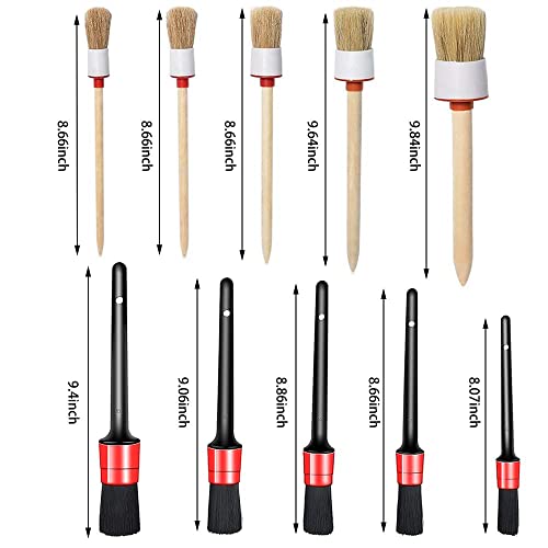 10 Pcs Car Auto Detailing Brush Set, Automotive Detail Brushes Cleaner For Cleaning Automotive Interior, Wheels, Exterior, Leather #TOP3