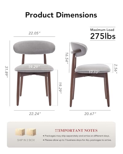 Image of Dining Room Chairs Set of 4, Upholstered Farmhouse Dining Chairs, Modern Fabric Kitchen Chairs with Solid Wood Leg,Light Grey