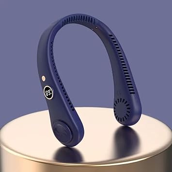 Gesto Portable Neck Fan Rechargeable – Hands-Free Neck Fan for Summer With 1500 mAh Battery & Display | 5-Speed 360° Airflow, USB Charging Personal Fan for Home, Kitchen, Gym, Travel, Running - Blue