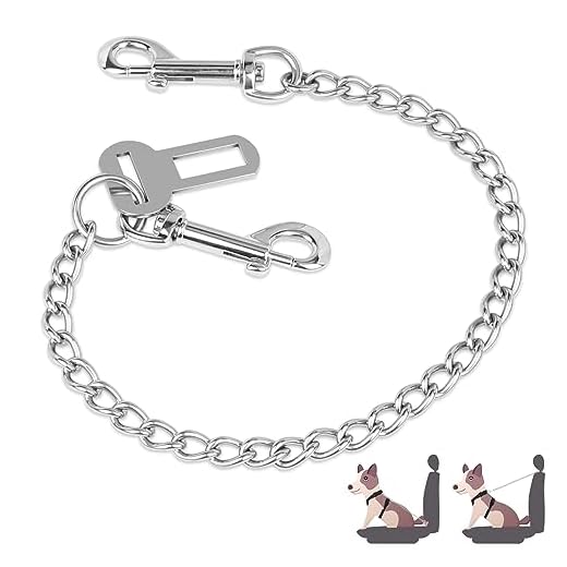 EFUTURETIME Cinturon Seguridad Perro Coche 53cm, Correa Coche Perro de Acero Inoxidable 304 Antimordeduras, Arnés Perro Coche 3 en 1 para Cinturón de Seguridad, Maletero e ISOFIX