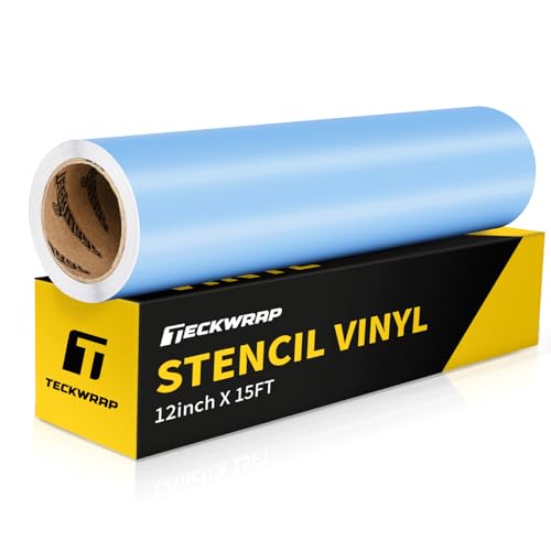 TECKWRAP Blue Stencil Vinyl - Transfer Tape Removable Vinyl- Easy to use, No Residue, Multi-Purpose