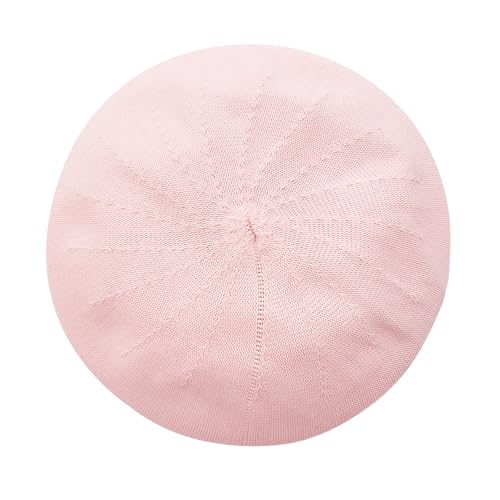 ZARSIO Summer French Beret Breathable Thin Beret Hat Solid Color Beanie for Women Lady (US Numeric 7 1/8 Light Pink)