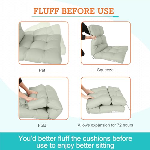 EAGLE PEAK Tufted Outdoor/Indoor High Back Patio Chair Cushions, 2 Pack, 46'' x 22'', Sage Green by EAGLE PEAK - Image 6
