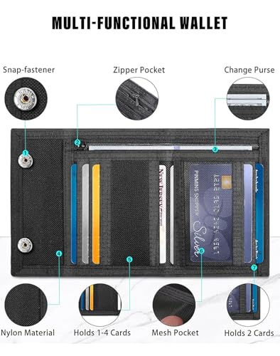 JEMINAL Camo Bifold Wallet for Men Thin Nylon Short Wallet with Cash Zipper Pocket Green4