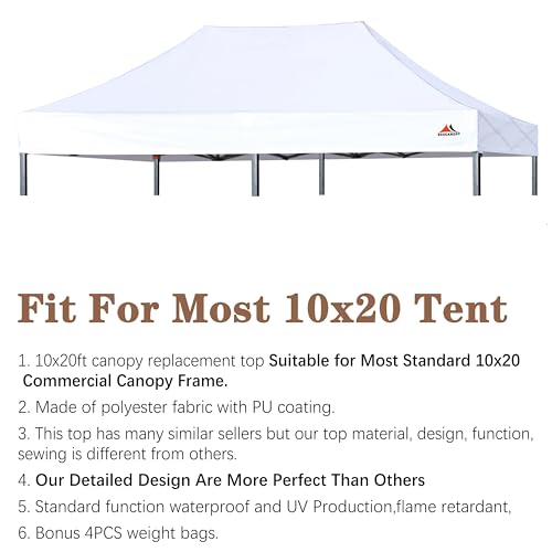 Image of SCOCANOPY White Commercial 10x20 Canopy Replacement Cover