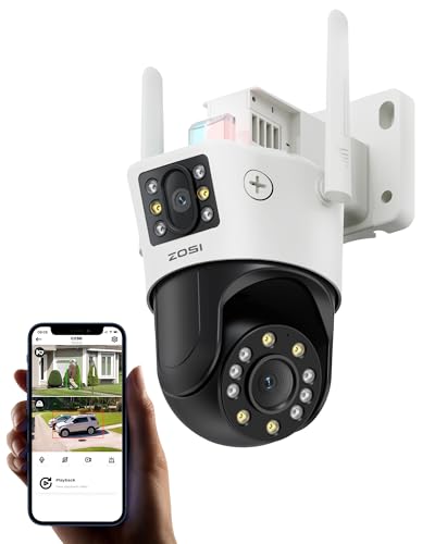 ZOSI C298 PTZ Caméra Surveillance WiFi Extérieure avec Double Objectif 4MP