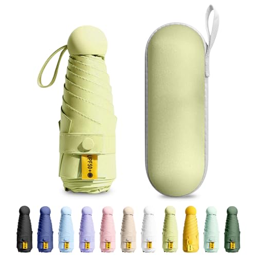 Image of MPXEAVG Travel Umbrella, Handbag Umbrellas, Compact Umbrella with Case, for Women Handbag Size, UV Protection for Men Women (Matcha Green)