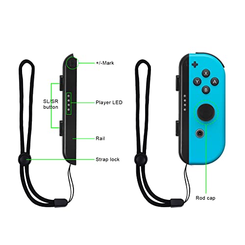 TOYMIS 2 Packs Wrist Strap for Switch Joycon, Replacement Accessories with Joystick Grip Cap Adjustable Elastic Controller Wristband for Joy Con Controller (Black) - Image 2