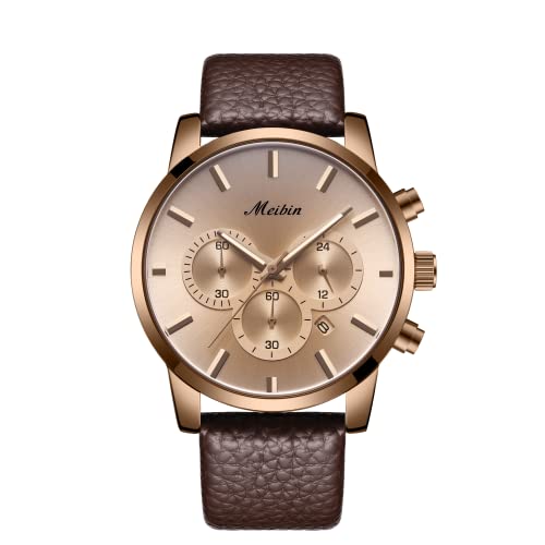 Leather Strap Waterproof Watch for Women - Quartz Casual Chronograph With Calendar - Women's Wrist Watch