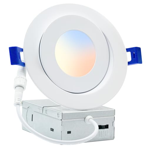 HONZIN 1 Pack 4 Inch Gimbal Recessed Lighting, 360&deg; & 90&deg; Adjustable Canless Downlight - 9W LED...