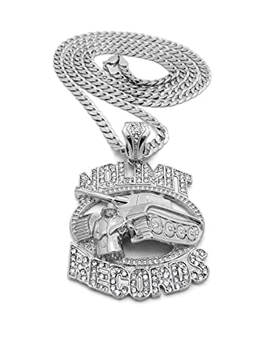 New Iced Out No Limit Records Pendant Dia-Cut Cuban Chain Necklace XZP25CDC (Silver)3