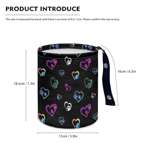 Image of Colorful Dog Paw Heart Car Trash Bag, Car Trash Can - Cute, Portable, Collapsible for Back Seat, Floor, or Hanging Headrest Waste Basket