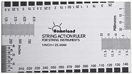 Alnicov Stainless Steel String Action Ruler Guitar Setup Gauge Luthier Measuring Tool with User Guide for Electric, Acoustic Bass Guitars