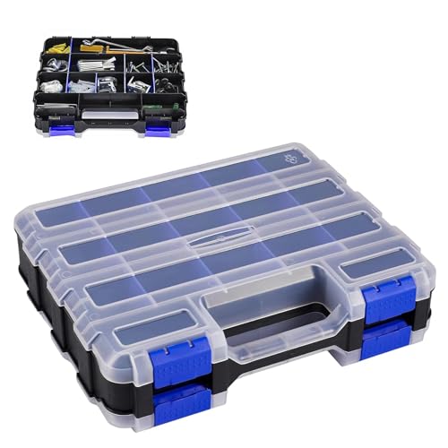 LNSYSNS Caja Organizadora Tornillos, 34 Compartimentos Caja para Tornillos, Doble Cara Organizador Tornillería, con Divisores Extraíbles, para Almacenar y Separar Tornillos y Piezas Pequeñas